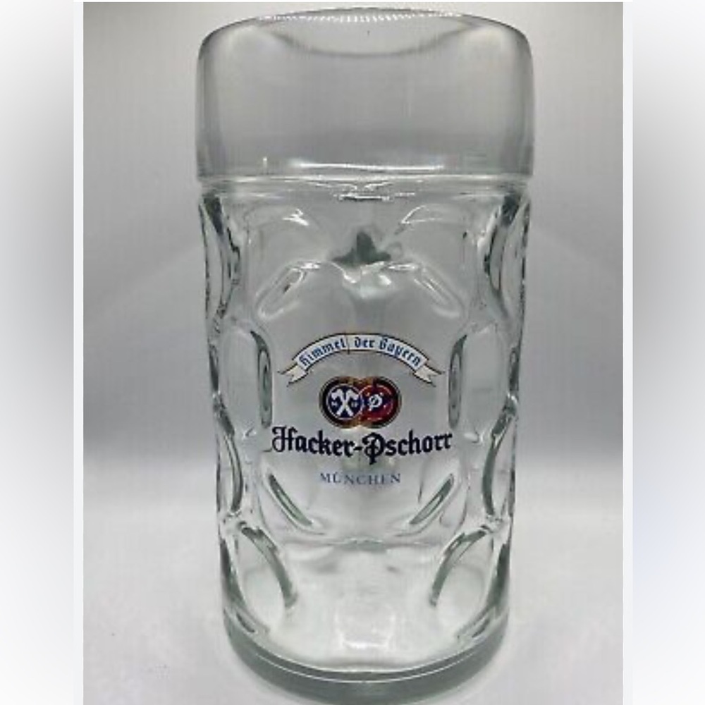 Hacker Pschorr Himmel der Bayern 1 Liter Large Dimpled Glass Beer Stein Munchen - Picture 7 of 15